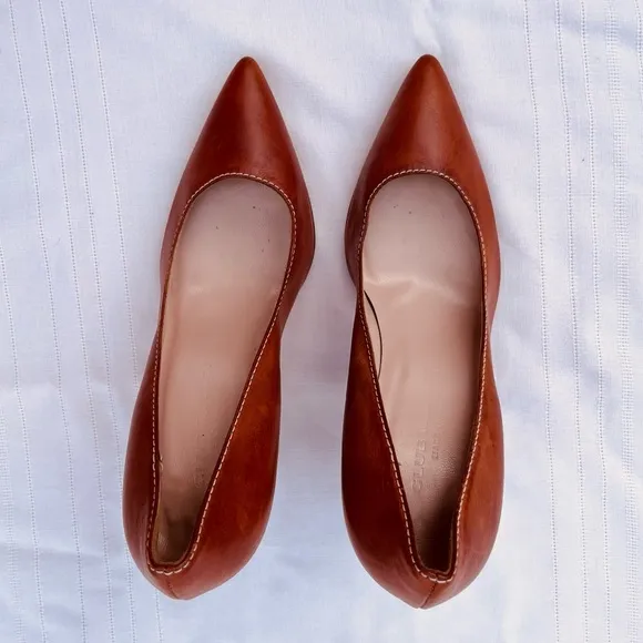 Club Monaco Leather Pointed Toe Block Heels 36.5