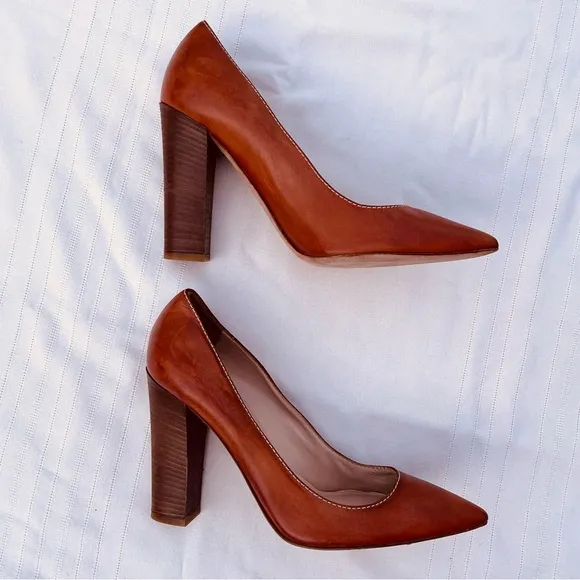 Club Monaco Leather Pointed Toe Block Heels 36.5