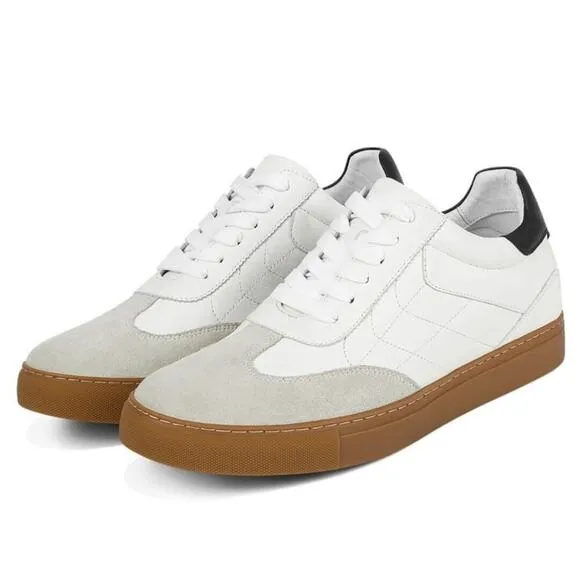 CMR CHAMARIPA Casual Elevator Shoes For Men - Off-White Leather Lightweight Low-