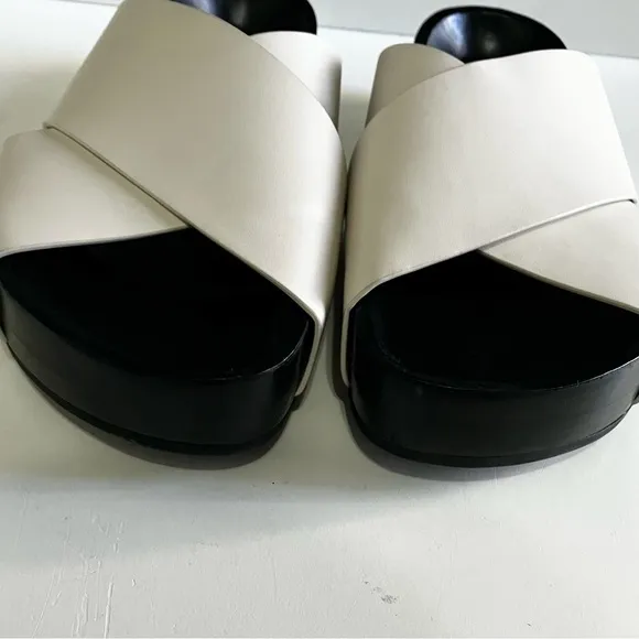 CO Leather Cross Slide Sandal