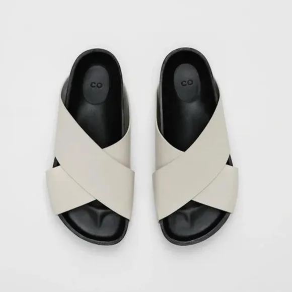 CO Leather Cross Slide Sandal