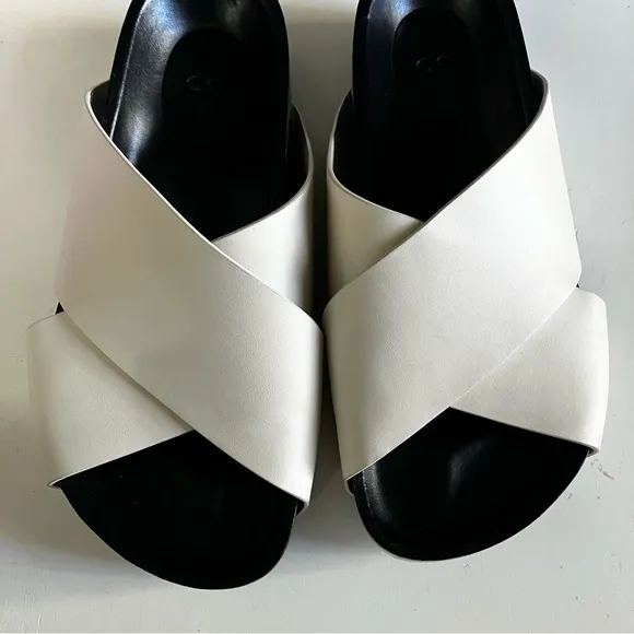 CO Leather Cross Slide Sandal