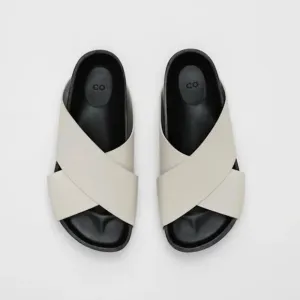 CO Leather Cross Slide Sandal
