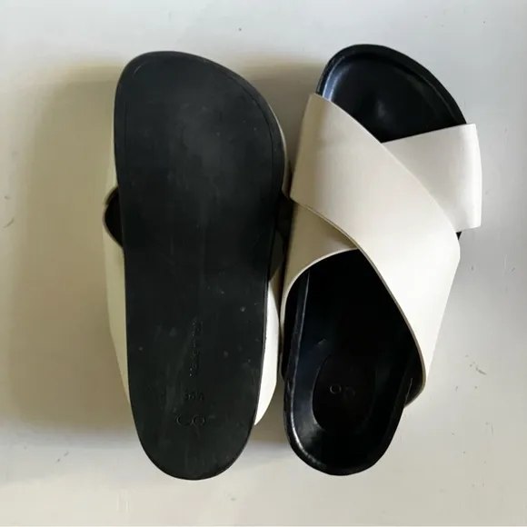 CO Leather Cross Slide Sandal