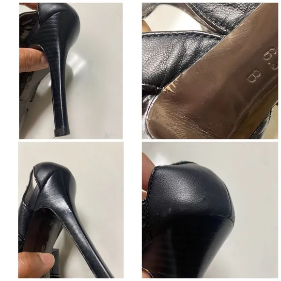 Coach Aenya Strappy Stiletto Heels Platform Black Leather Open Toe Heels 6.5B