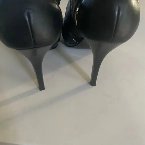 Coach Aenya Strappy Stiletto Heels Platform Black Leather Open Toe Heels 6.5B