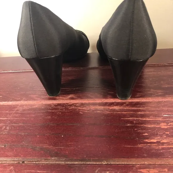 Coach Black Open Toe 3&quot; Heels Black Patent Straps Size 10