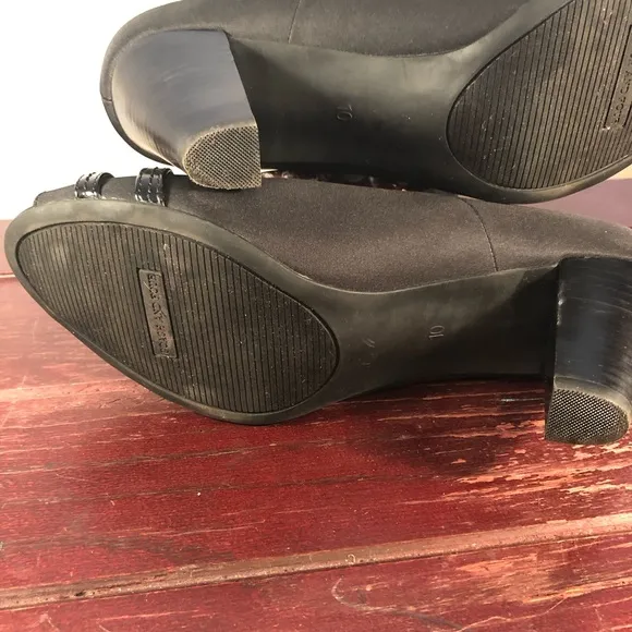 Coach Black Open Toe 3&quot; Heels Black Patent Straps Size 10
