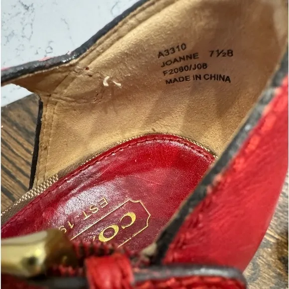 Coach Joanne Leather stacked heel with gold buckles size 7.5 women’s