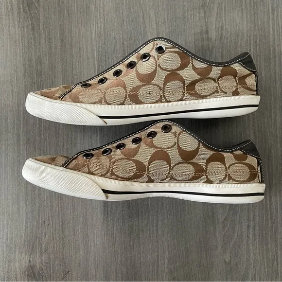 COACH Kira laceless slip on sneakers shoes women size 8 logo print