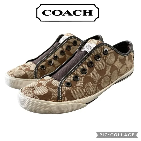 COACH Kira laceless slip on sneakers shoes women size 8 logo print