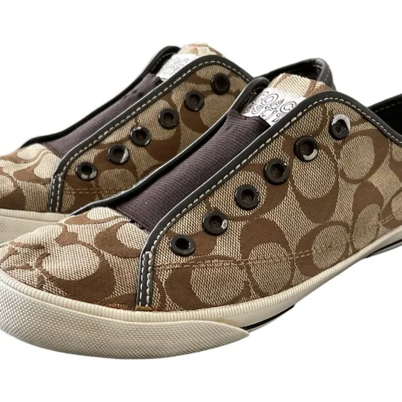 COACH Kira laceless slip on sneakers shoes women size 8 logo print