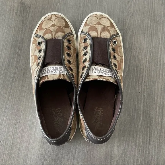 COACH Kira laceless slip on sneakers shoes women size 8 logo print