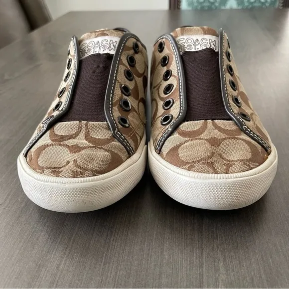 COACH Kira laceless slip on sneakers shoes women size 8 logo print