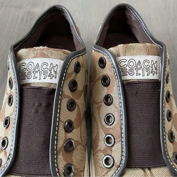 COACH Kira laceless slip on sneakers shoes women size 8 logo print