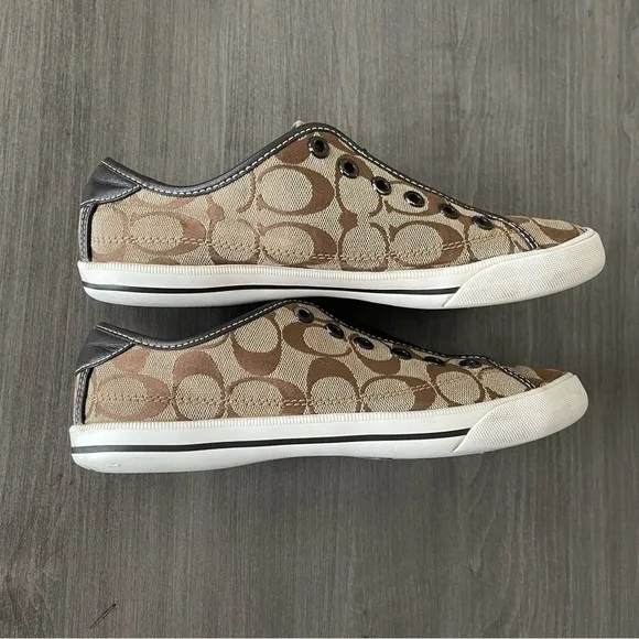 COACH Kira laceless slip on sneakers shoes women size 8 logo print