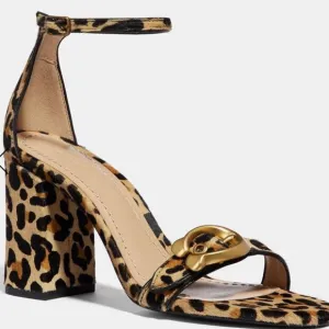 Coach leopard print block heel sandals