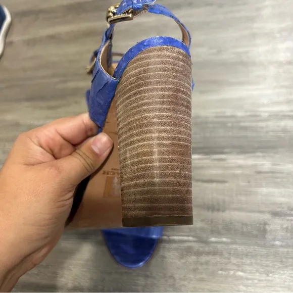 Coach Lexey Indigo Blue Snake Skin Sandal Heels