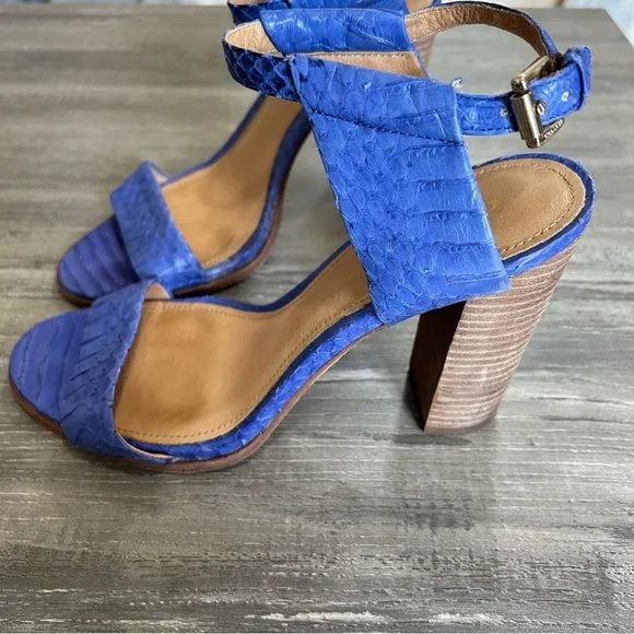 Coach Lexey Indigo Blue Snake Skin Sandal Heels