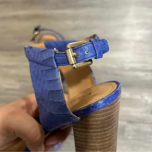 Coach Lexey Indigo Blue Snake Skin Sandal Heels