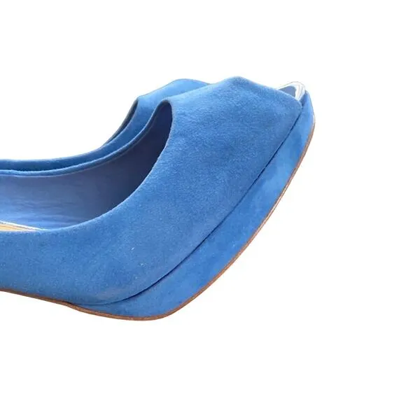Coach Selma Heels Open Toe Platform Suede