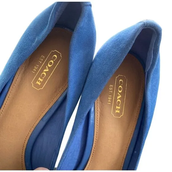 Coach Selma Heels Open Toe Platform Suede