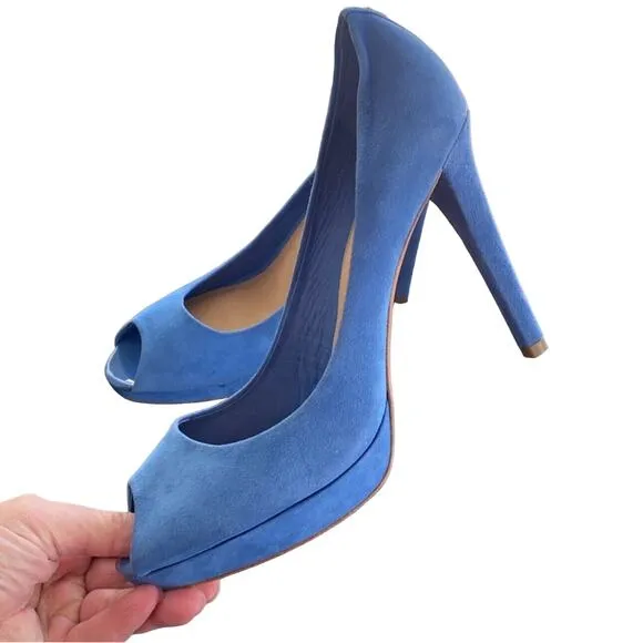 Coach Selma Heels Open Toe Platform Suede