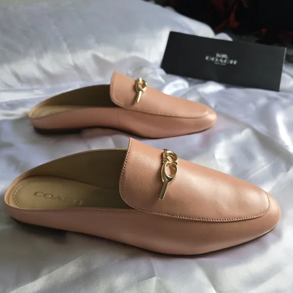 Coach Sienna Leather Slides Classic Office Casual Shell Pink Ladies 10