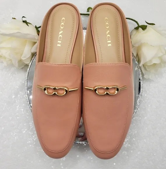 Coach Sienna Leather Slides Classic Office Casual Shell Pink Ladies 10