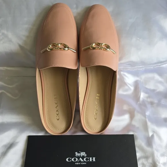 Coach Sienna Leather Slides Classic Office Casual Shell Pink Ladies 10