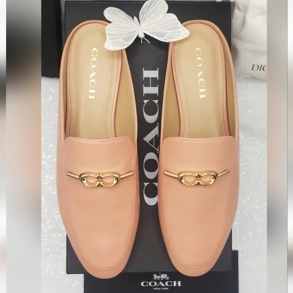 Coach Sienna Leather Slides Classic Office Casual Shell Pink Ladies 10