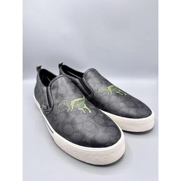 Coach Skate Slip On Sneaker In Signature Canvas With Rexy, Size 13 D