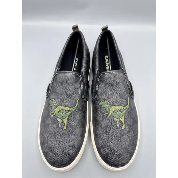 Coach Skate Slip On Sneaker In Signature Canvas With Rexy, Size 13 D