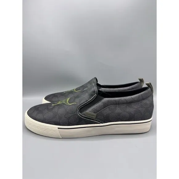 Coach Skate Slip On Sneaker In Signature Canvas With Rexy, Size 13 D