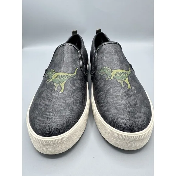 Coach Skate Slip On Sneaker In Signature Canvas With Rexy, Size 13 D