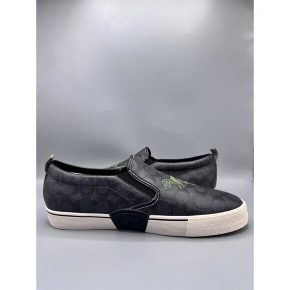 Coach Skate Slip On Sneaker In Signature Canvas With Rexy, Size 13 D