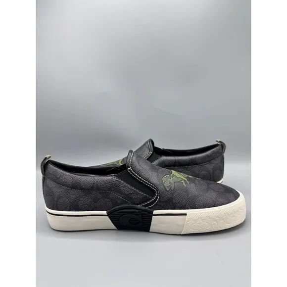 Coach Skate Slip On Sneaker In Signature Canvas With Rexy, Size 8 D