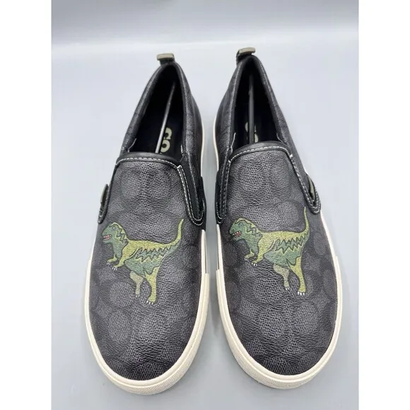 Coach Skate Slip On Sneaker In Signature Canvas With Rexy, Size 8 D