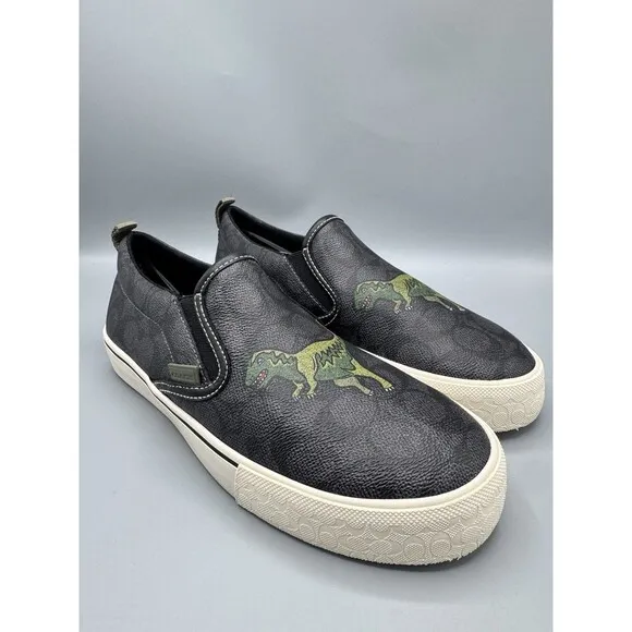Coach Skate Slip On Sneaker In Signature Canvas With Rexy, Size 8 D