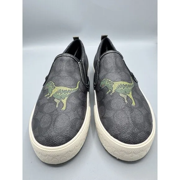Coach Skate Slip On Sneaker In Signature Canvas With Rexy, Size 8 D