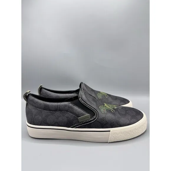 Coach Skate Slip On Sneaker In Signature Canvas With Rexy, Size 8 D