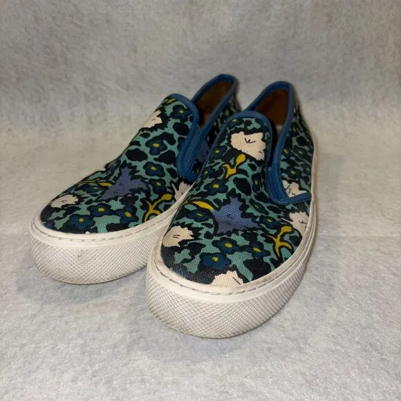Coach Womens Cameron Slip On Shoe Size 8B Blue Poppy Print Canvas Sneaker