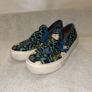 Coach Womens Cameron Slip On Shoe Size 8B Blue Poppy Print Canvas Sneaker