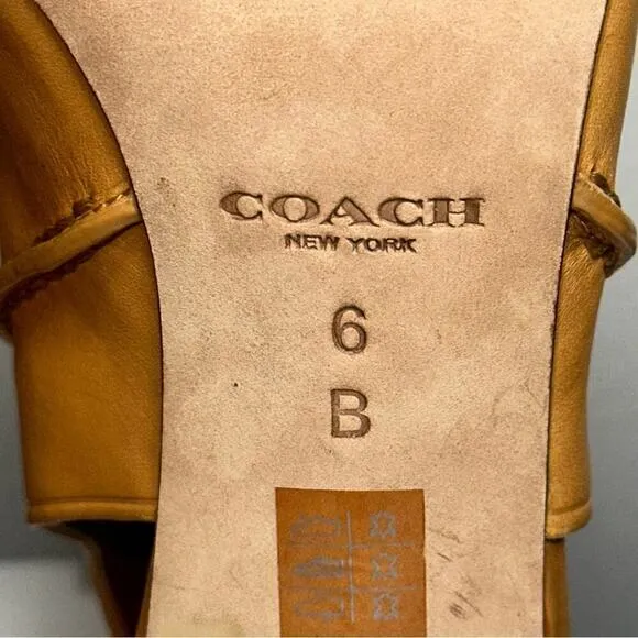Coach Women’s Size 6 Ginger Tan Leather Loise New Calf Lace Front Open Toe Heels