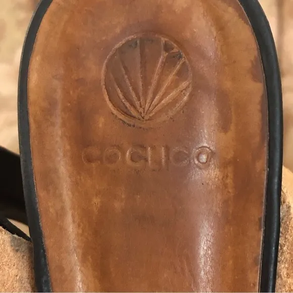 COCLICO black leather sandals with block heel. Made in Spain. Size 37.5 (6.5 US)