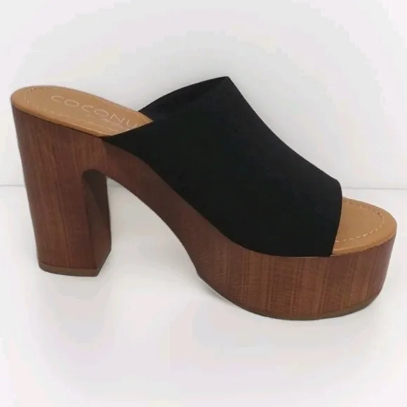 Coconut By Matisse Platform Chunky Block Light Wooden Heels Clog Mules Sandals 8