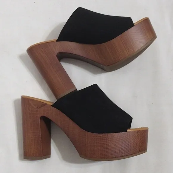 Coconut By Matisse Platform Chunky Block Light Wooden Heels Clog Mules Sandals 8
