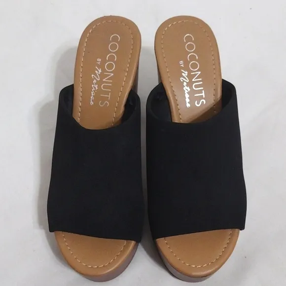 Coconut By Matisse Platform Chunky Block Light Wooden Heels Clog Mules Sandals 8