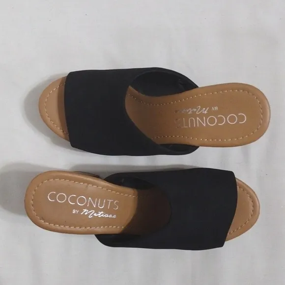 Coconut By Matisse Platform Chunky Block Light Wooden Heels Clog Mules Sandals 8