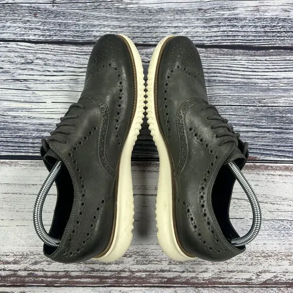 Cold Haan Zerogrand C33490 Wingtip Gray Leather Oxfords, Men’s Size 10